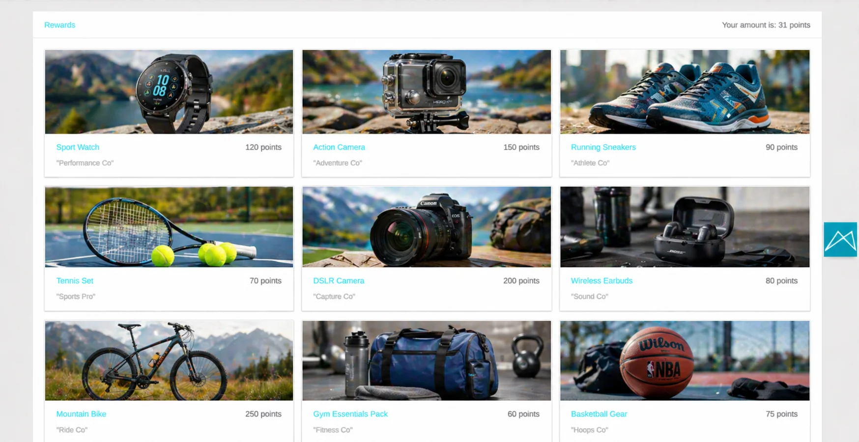 10xMate Rewards catalogue — sports & outdoors