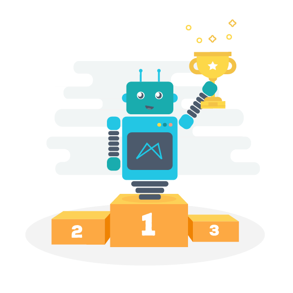 Robotko celebrating a recognition